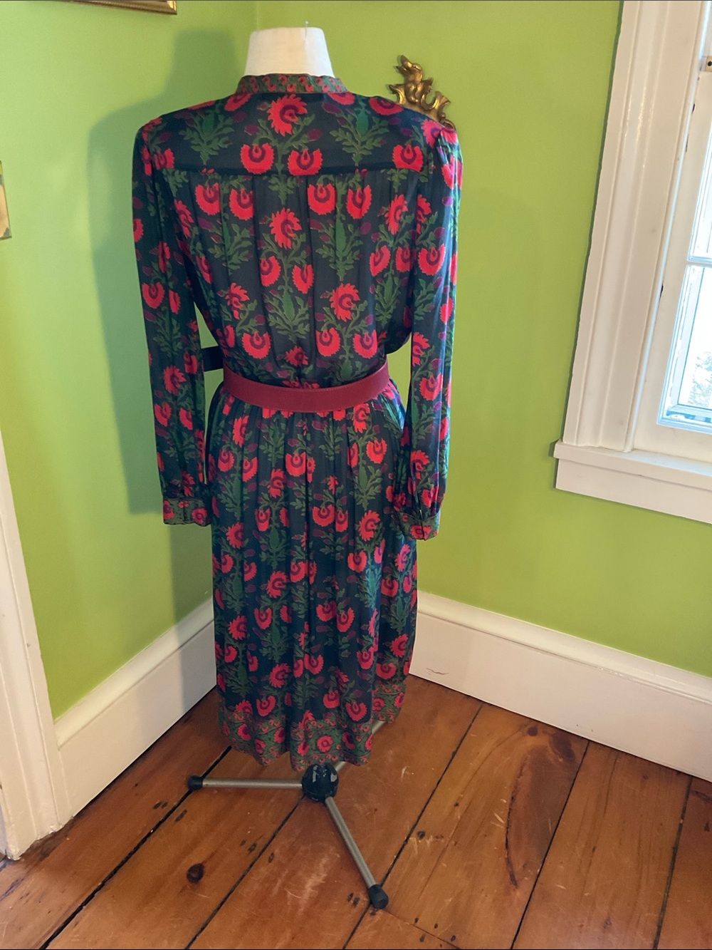 Judith Ann for Heiser-Egan vintage 80s block print silk dress - Picture 2 of 8